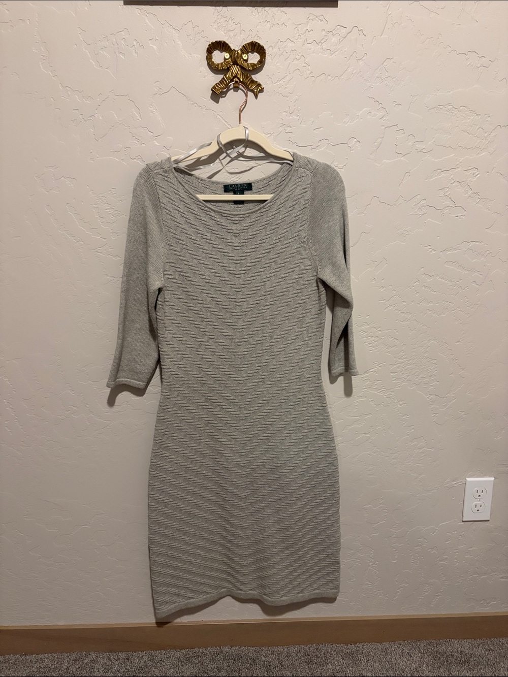 Lauren Ralph Lauren Women’s 3/4 Sleeves Knit Knee-Length Sweater Dress Small